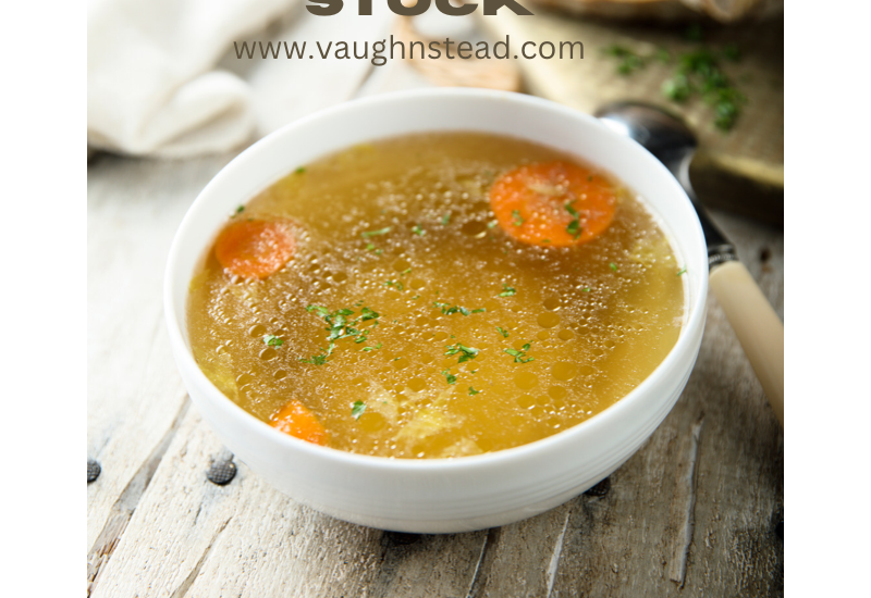 a bowl of warm chicken stock